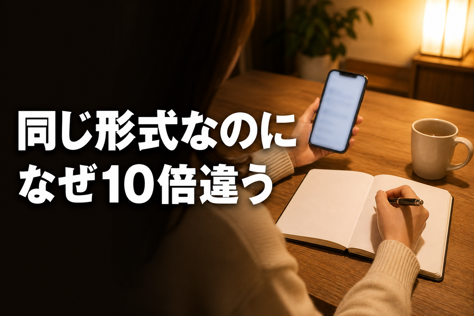 夜の自室で数字を書き出しながら報酬を考える様子
