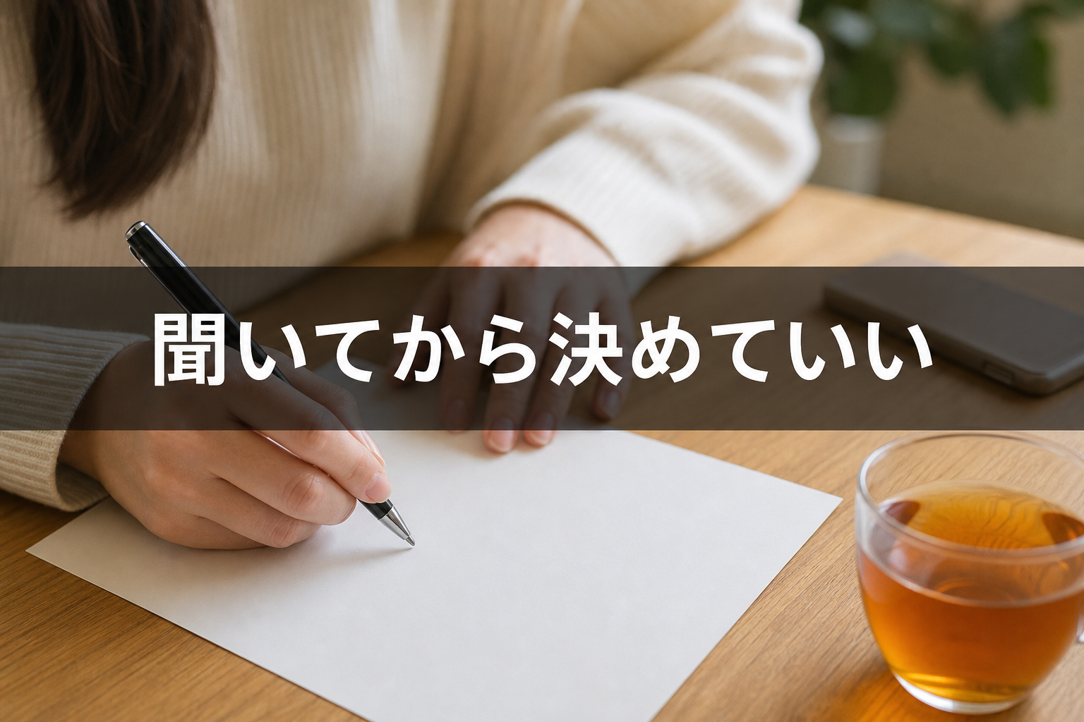 応募前の質問をメモする女性
