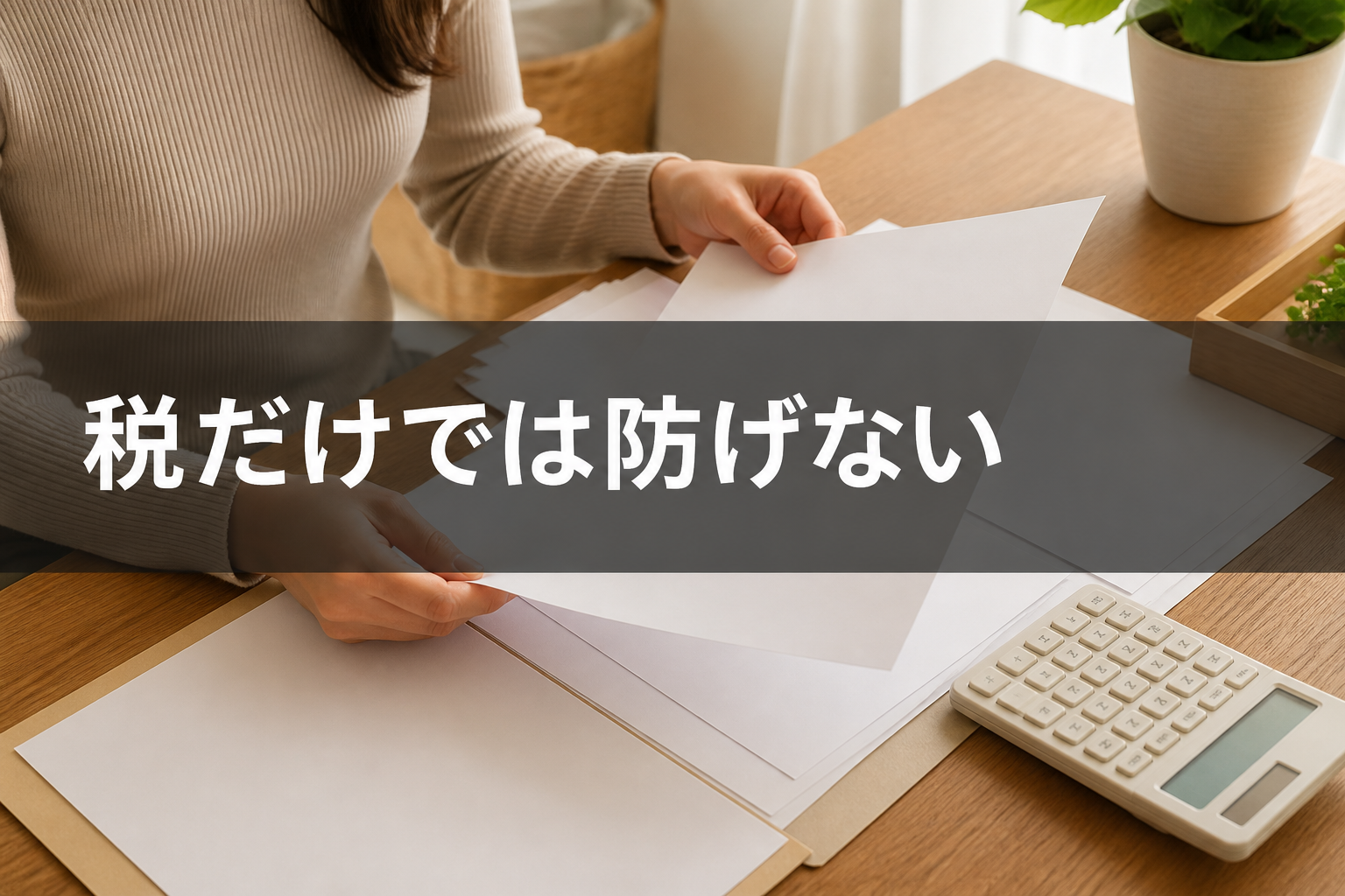 税の書類を確認する手元