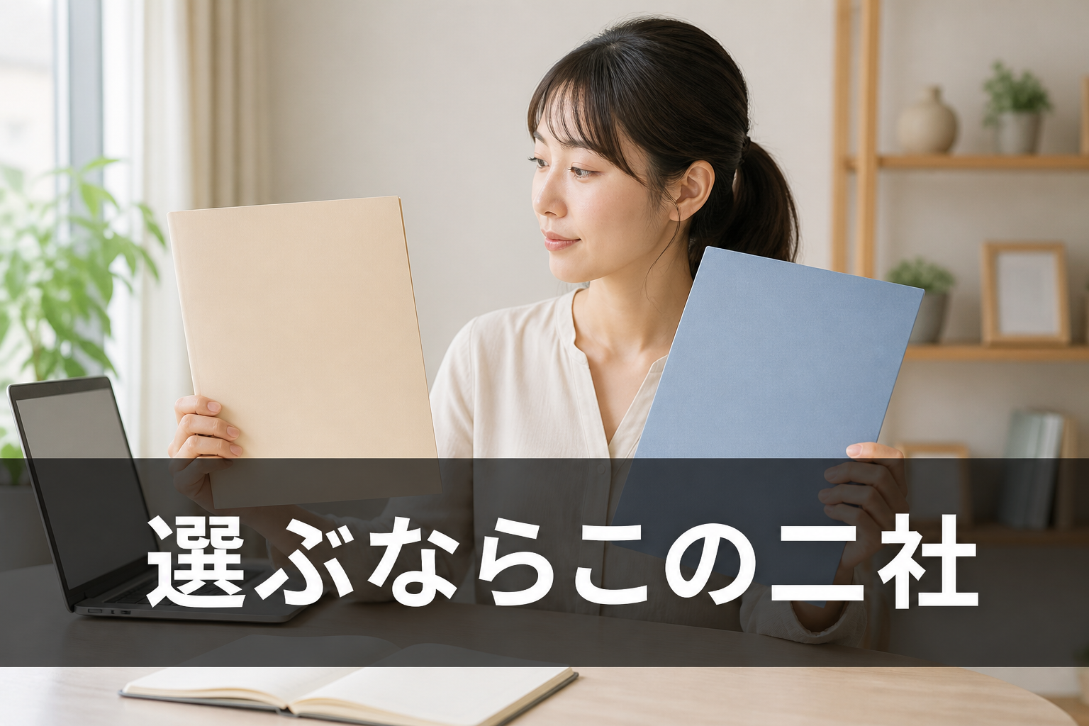 二つの候補から自分に合う方を選ぶ女性