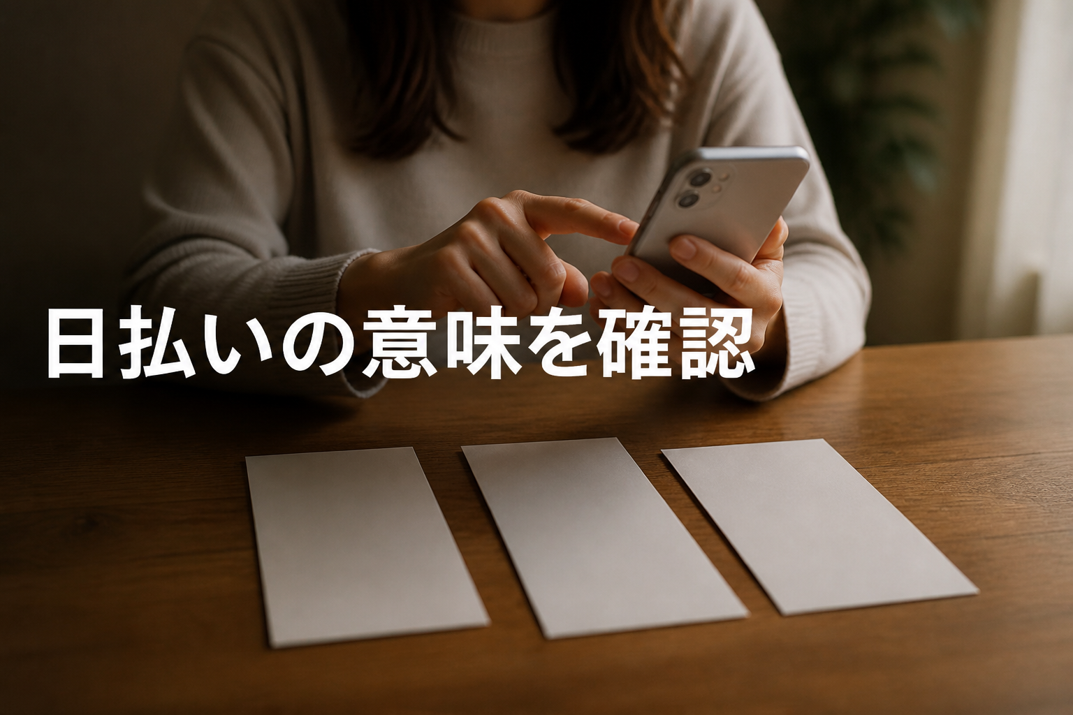 日払いの意味を確認する女性