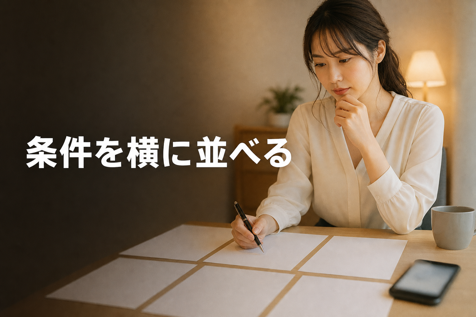 複数の勤務条件を比べる様子