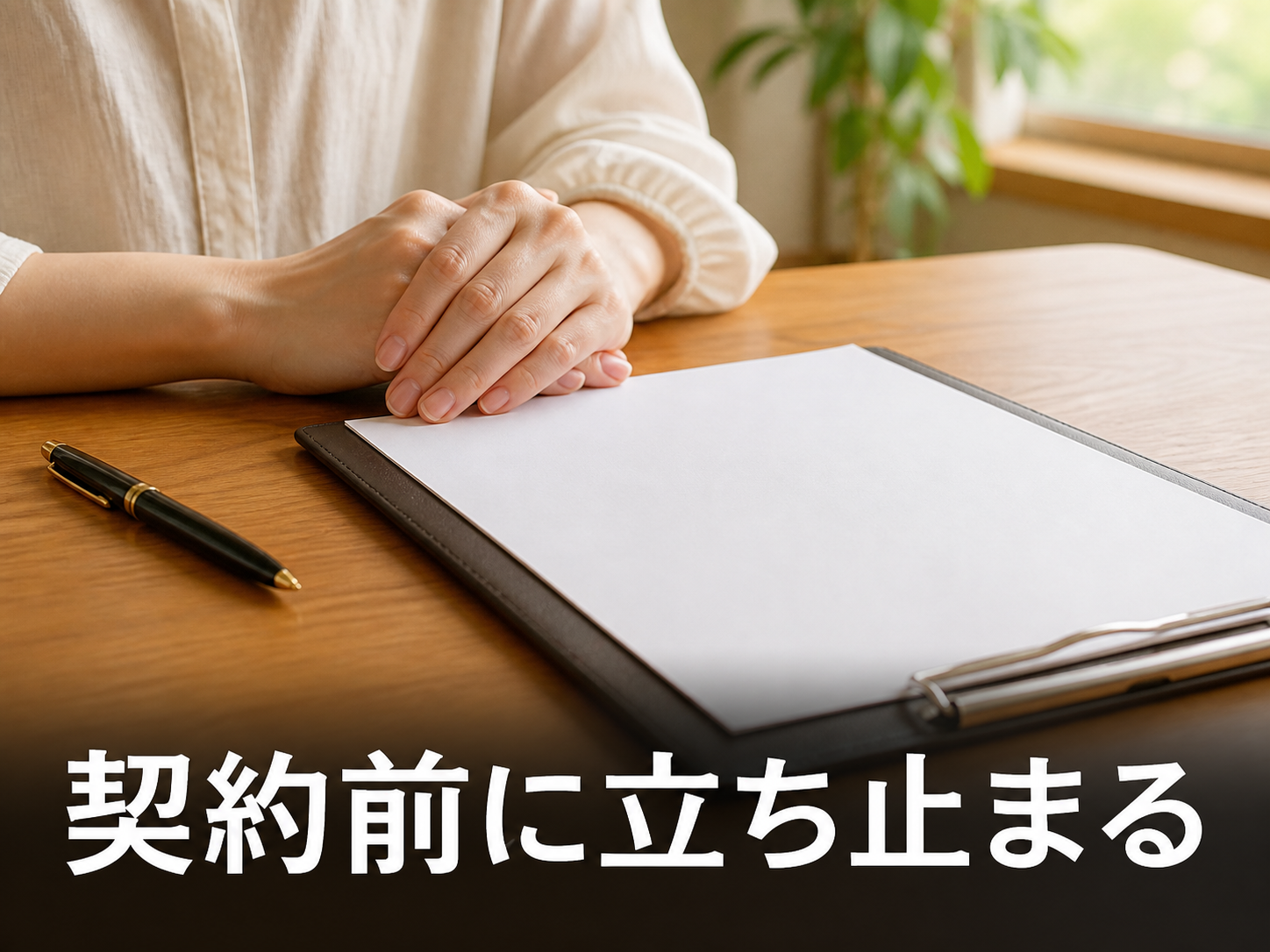 契約前に条件を確認する女性