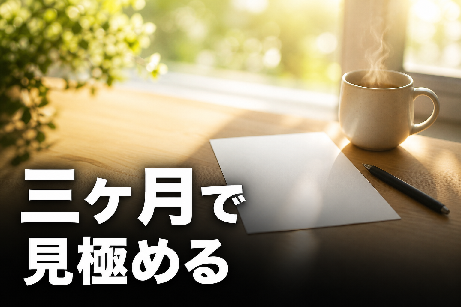 朝の光が差し込む窓辺のカレンダーとマグカップ