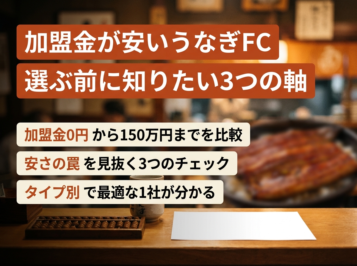 うなぎフランチャイズ 加盟金が安い5社比較｜150万円から開業