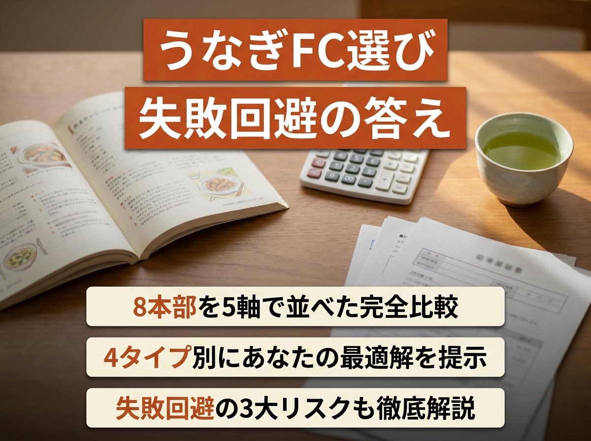 うなぎフランチャイズ比較|本部別の費用・月商・リスクを完全分析