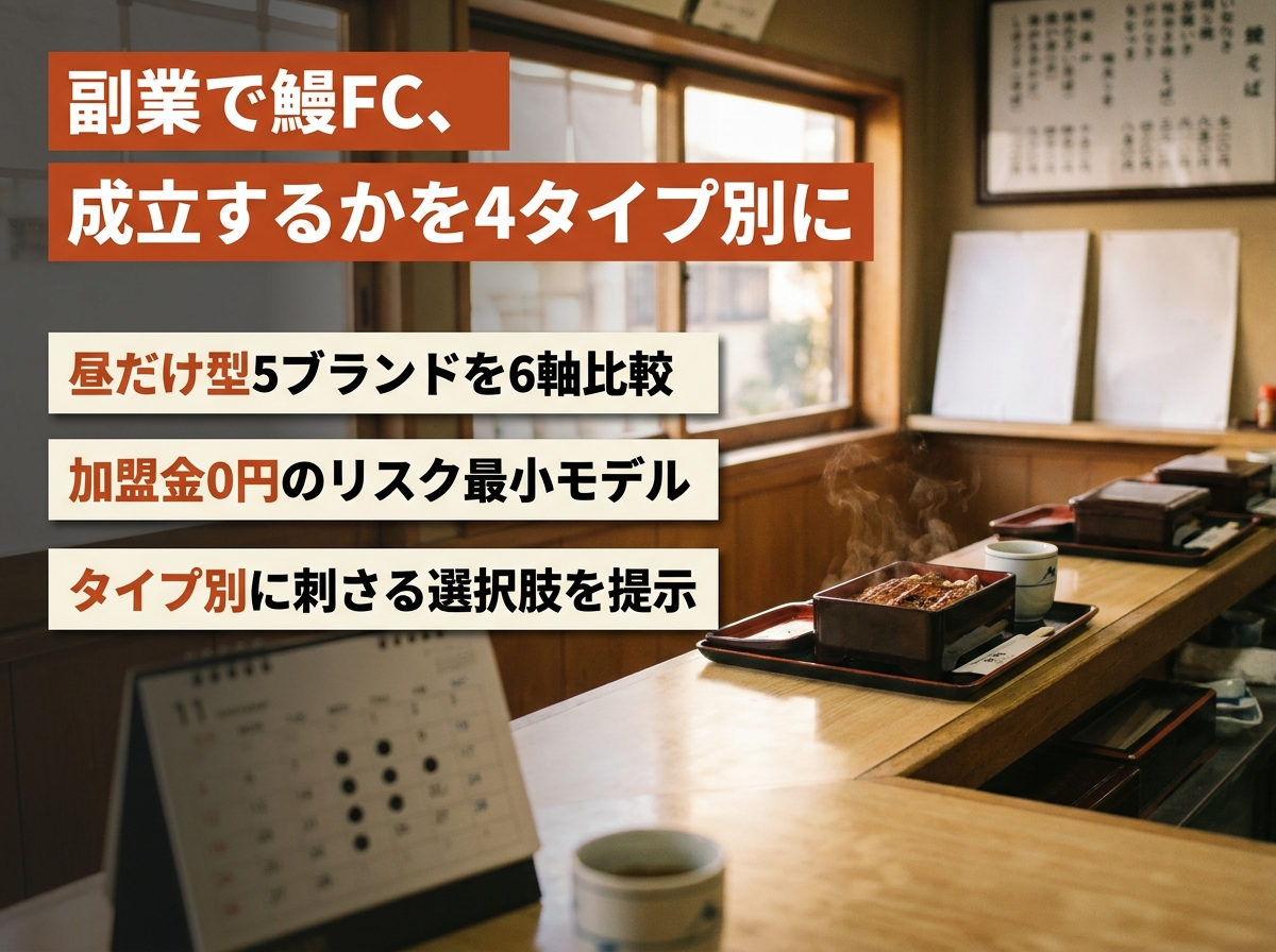 うなぎフランチャイズで副業・二毛作は成立するか|昼限定型5ブランド比較