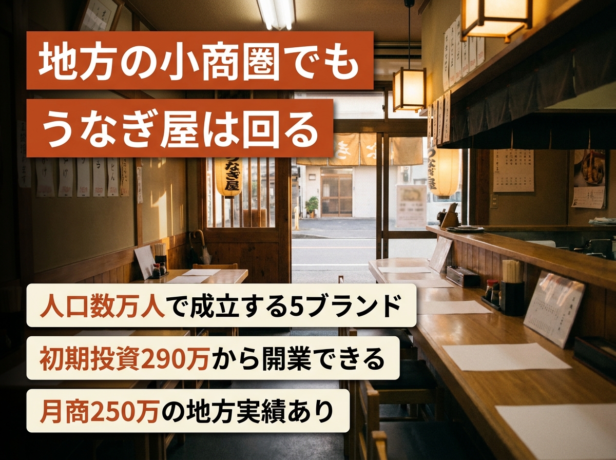うなぎ屋を地方の小商圏で開業する5つの軸とおすすめFC7社