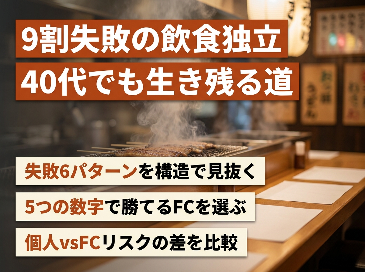 40代の独立で飲食が失敗する6つのパターンと回避策【FC比較】