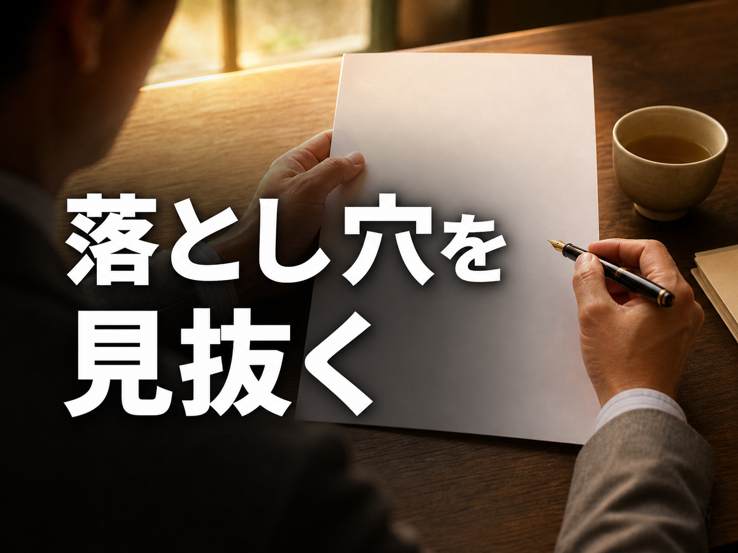 契約書を慎重に確認する手元