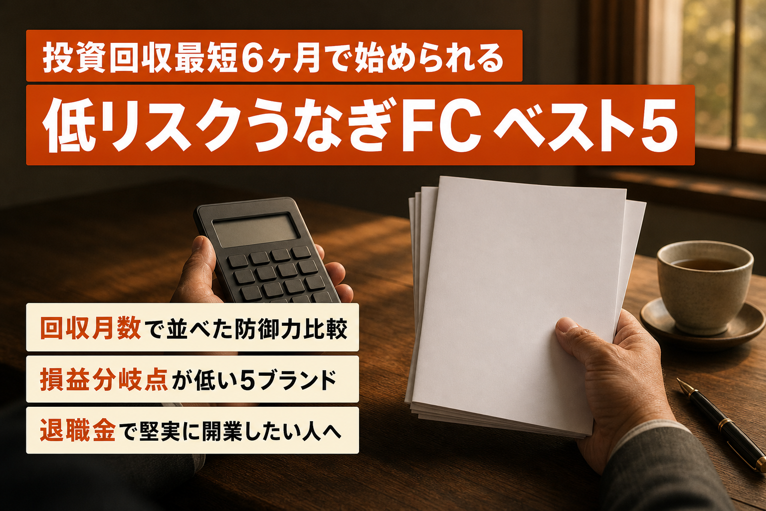 投資回収最短6ヶ月で始められる低リスクうなぎFC ベスト5|退職金で堅実に開業したい人向け