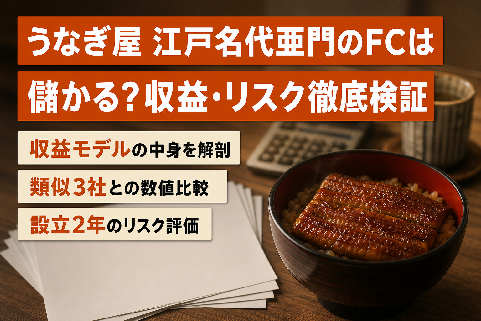 うなぎ屋 江戸名代亜門のFCは儲かる?収益・リスク徹底検証
