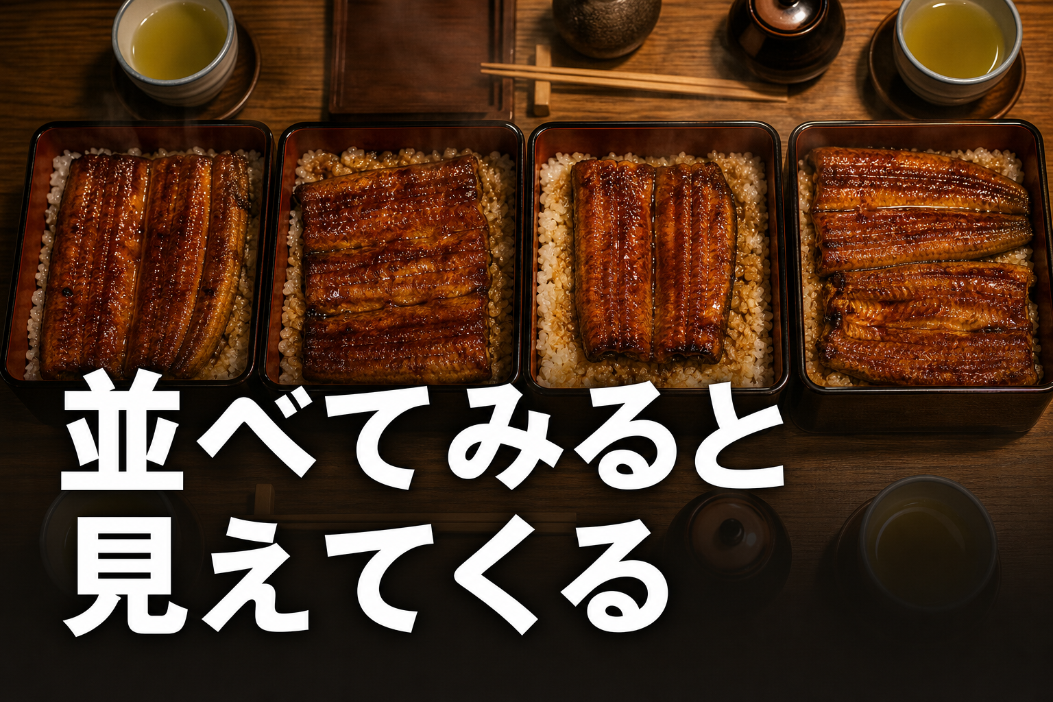 うなぎ屋おのぎと類似の鰻フランチャイズを並べて検討するイメージ