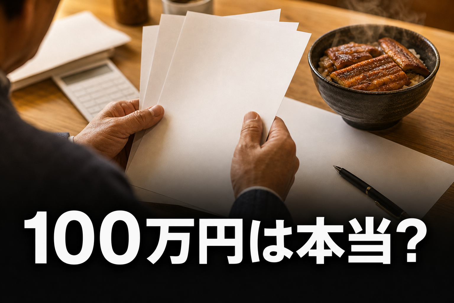 加盟金100万円の真相を電卓で確かめる手元