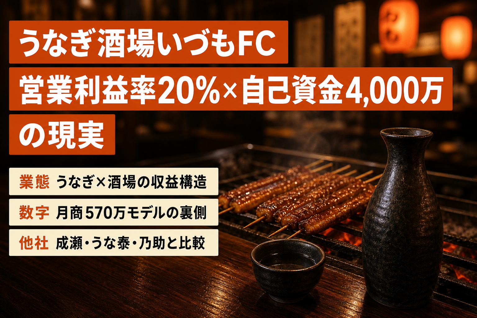 うなぎ酒場いづもFC|営業利益率20%×自己資金4,000万の現実